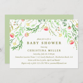 Invitación Dulce romántico | Baby Shower de las flores acuáti