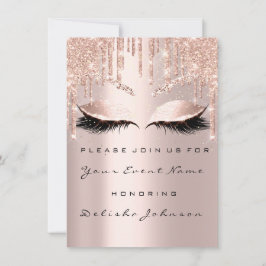 Invitación Dulce Rosa 16º Purpurina Drips Maquillaje de novia