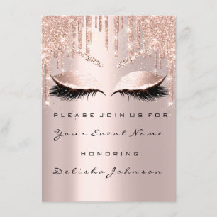 Invitación Dulce Rosa 16º Purpurina Drips Maquillaje de novia