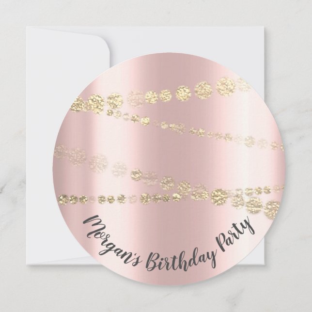 Invitación Dulce Rosa 16 de cumpleaños Confetti 15 (Reverso)