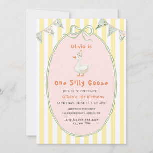 Invitación Dulce rosa Cumpleaños de una niña tonta de ganso 1