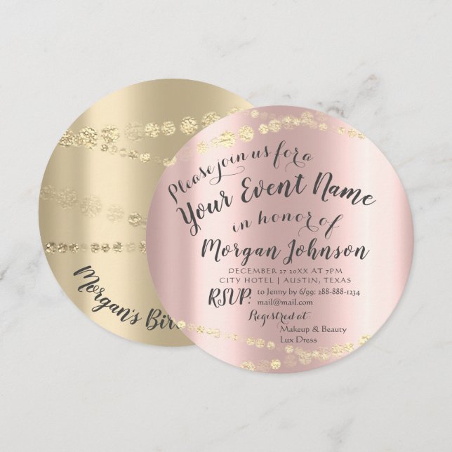Invitación Dulce Rosa de Confetti 16º cumpleaños 15ª novia (Anverso / Reverso)