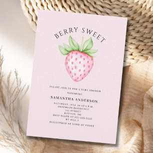 Invitación Dulce Rosa de Fresa Niña Baby Shower