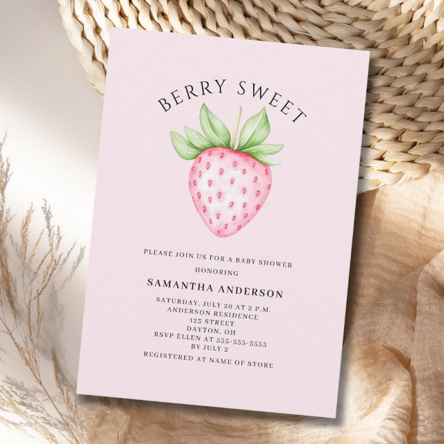 Invitación Dulce Rosa de Fresa Niña Baby Shower (Subido por el creador)