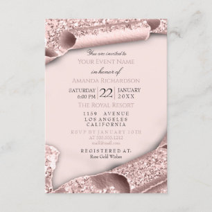 Invitación Dulce Rosa de graduado de novias en 16 años
