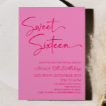 Invitación Dulce Rosa Dieciséis Fiesta Mínima de Cumpleaños 1<br><div class="desc">¡Esta es una cálida y dulce dieciséis Minimalistas invitaciones de fiesta de cumpleaños!</div>