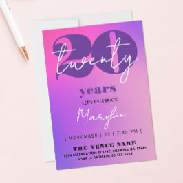 Invitación Dulce Rosa Púrpura Pastel 20º Veinte Ombre Atrevid