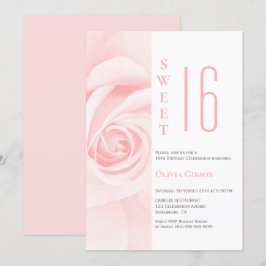 Invitación Dulce rosa rosa moderno 16 fiesta de cumpleaños