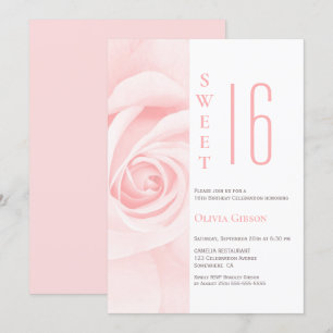 Invitación Dulce rosa rosa moderno 16 fiesta de cumpleaños