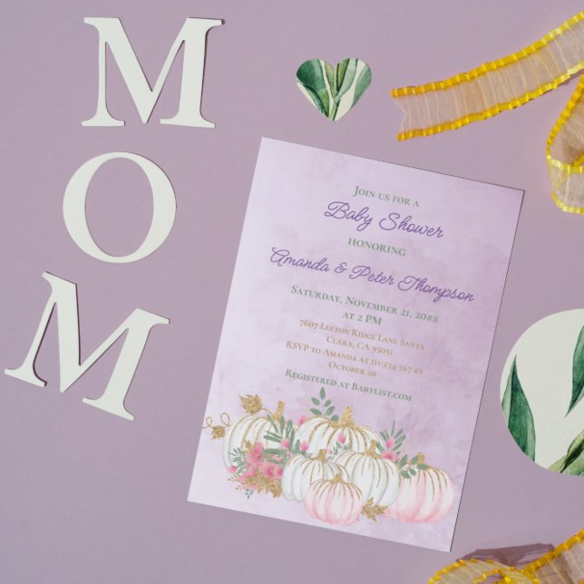 Invitación Dulce Rosa Rubor Calabaza rosa Lavanda digital (Subido por el creador)