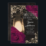 Invitación Dulce Rosa Rústico Glow Lantern y Magenta 16<br><div class="desc">personalizar para su evento</div>