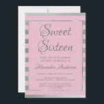 Invitación Dulce rosa y Relieve metalizado plateado 16 Cumple<br><div class="desc">Glam Sweet,  Relieve metalizado plateado y rosa. Dieciséis invitaciones a la fiesta de cumpleaños para una fiesta de cumpleaños número 16. Esta moderna invitación es perfecta para una fiesta de cumpleaños de 16 años de color rosado y plateado. Póngase en contacto con el diseñador para obtener elementos coincidentes personalizados.</div>