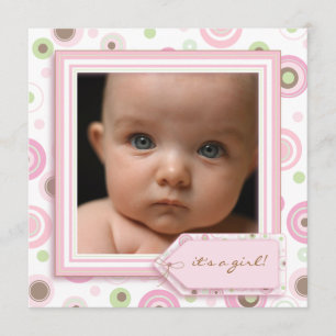 Invitación dulce rosada del nacimiento de la niña