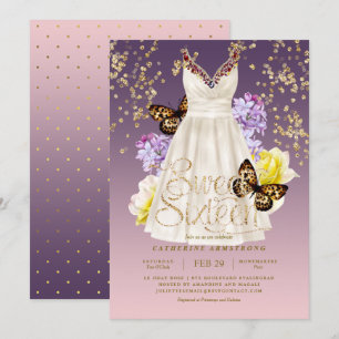 Invitación Dulce rosado dieciséis de los rosas del vestido