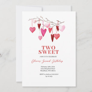 Invitación Dulce rosado dos globos de San Valentín