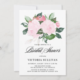 Invitación Dulce Rosas de acuarela rosa