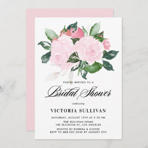 Invitación Dulce Rosas de acuarela rosa