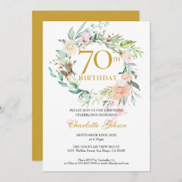 Invitación Dulce Rosas de verano Garland Monograma 70 cumplea
