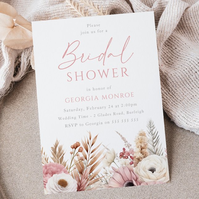 Invitación Dulce Rubor Boho Flores Bridal Shower (Subido por el creador)
