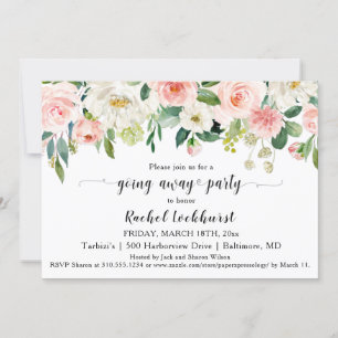 Invitación Dulce Rubor Pink Floral Bouquet se va Fiesta