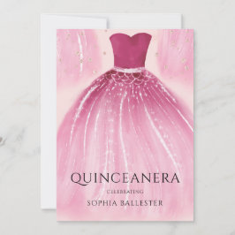 Invitación Dulce Rubor Ropa de sirena rosa Quinceanera Fiesta