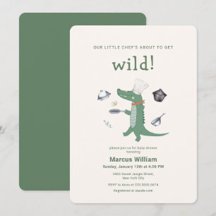 Invitación Dulce Safari del Chef Salvaje Crocodrilo Baby Show