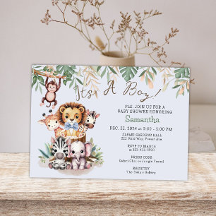 Invitación Dulce Safari Selva Es Un Niño Baby Shower