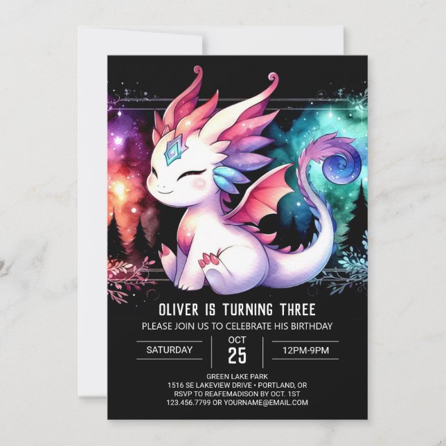 Invitación Dulce salvaje Dragón Cumpleaños (Anverso)