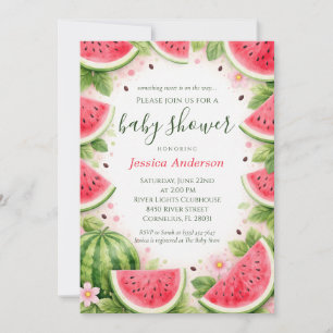 Invitación Dulce Sandía Coral Acuarela Baby Shower
