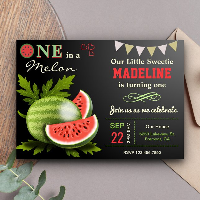 Invitación Dulce Sandía Cumpleaños 1st Fiesta de Cumpleaños (Subido por el creador)