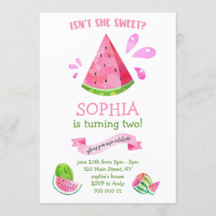 Invitación Dulce sandía verano cumpleaños Chica Fiesta