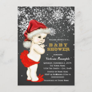 Invitación Dulce Santa Bebé Copo de Nieve Baby Shower
