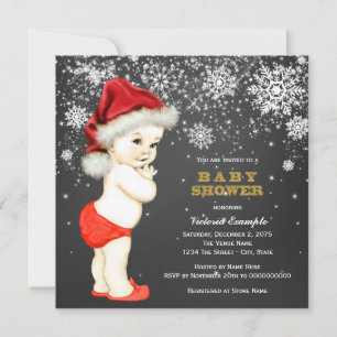 Invitación Dulce Santa Bebés Niños Copo de Nieve Baby Shower