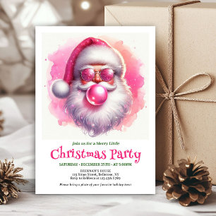 Invitación Dulce Santa rosa chicle acuarela Navidad