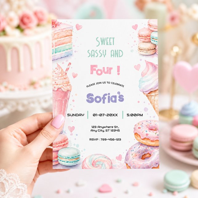 Invitación Dulce Sassy Fiesta de Cumpleaños Pastel Chica Lind (Subido por el creador)