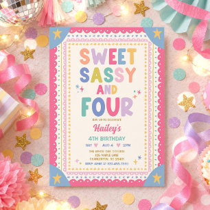 Invitación Dulce Sassy Y Cuatro Niña Caprichosa Cumpleaños 4