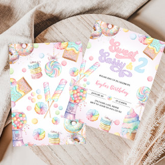 Invitación Dulce Sassy y dos Chicas Candy Segundo Cumpleaños