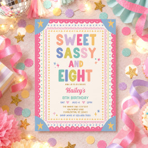 Invitación Dulce Sassy Y Ocho Niña Caprichosa Cumpleaños 8