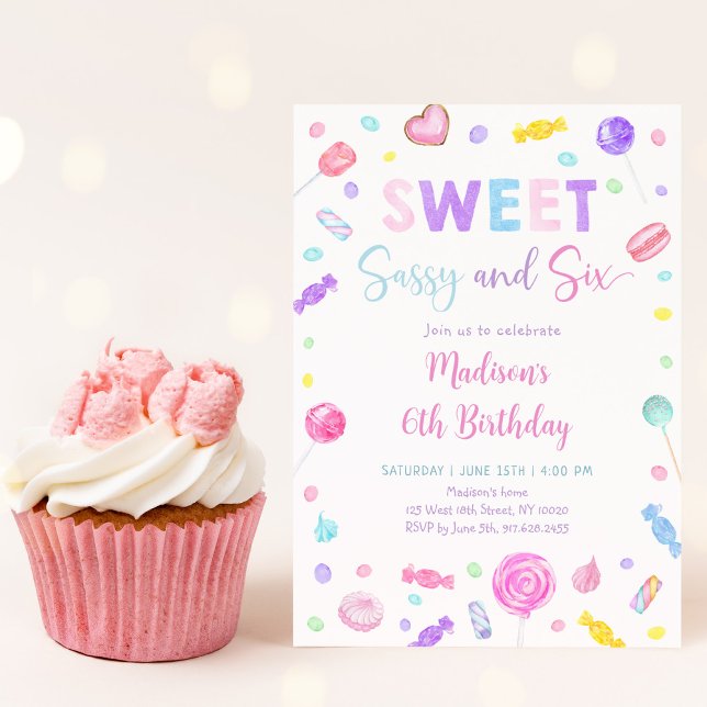 Invitación Dulce Sassy y Seis Candy Cumpleaños (Subido por el creador)