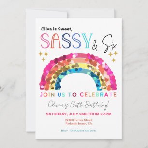 Invitación Dulce Sassy y seis Cumpleaños mágico de 6to