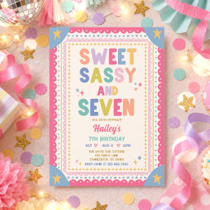 Invitación Dulce Sassy Y Siete Niña Caprichosa Cumpleaños 7