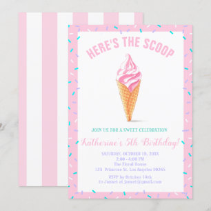 Invitación Dulce Scoop Bebé Sprinkle Candy shoppe Cumpleaños