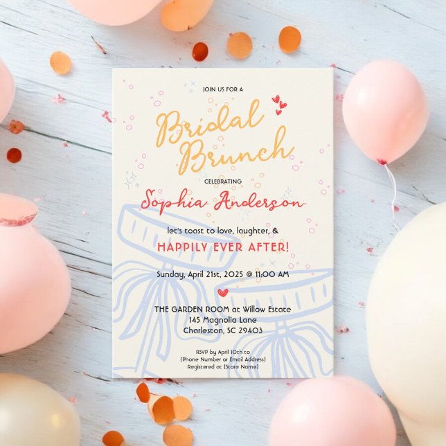 Invitación Dulce Script Coquette Bow Bridal Shower Brunch (Subido por el creador)