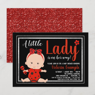 Invitación Dulce Señorita Mariquita Baby Shower de Niña