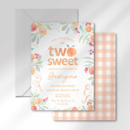 Invitación Dulce ser dos melocotón segundo cumpleaños