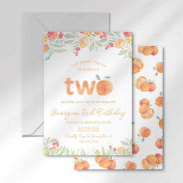 Invitación Dulce ser dos melocotón segundo cumpleaños
