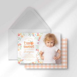 Invitación Dulce ser dos melocotón segundo cumpleaños