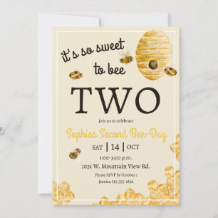 Invitación Dulce ser dos Panal Abejas Fiesta de cumpleaños nú