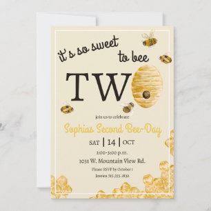 Invitación Dulce ser dos panal de abejas segundo cumpleaños
