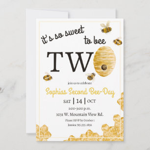 Invitación Dulce ser dos panal de abejas segundo cumpleaños